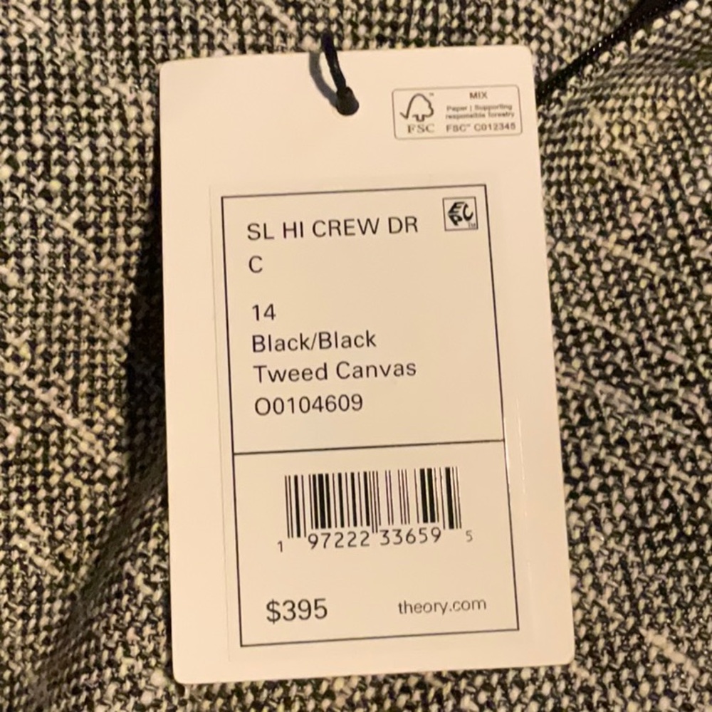 THEORY SLEEVELESS COTTON BLEND TWEED SHIFT MINIDRESS various sizes black/white - Picture 5 of 6